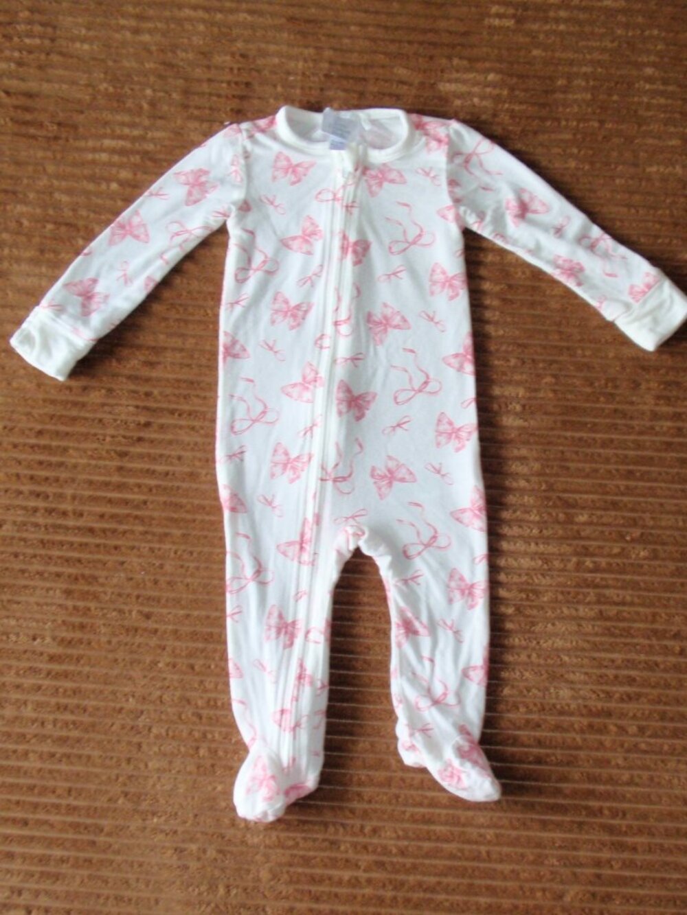 Tres Beau et Belle Baby Girl Footie One-Piece Pajamas Pink Bows Sz 0-3m Newborn